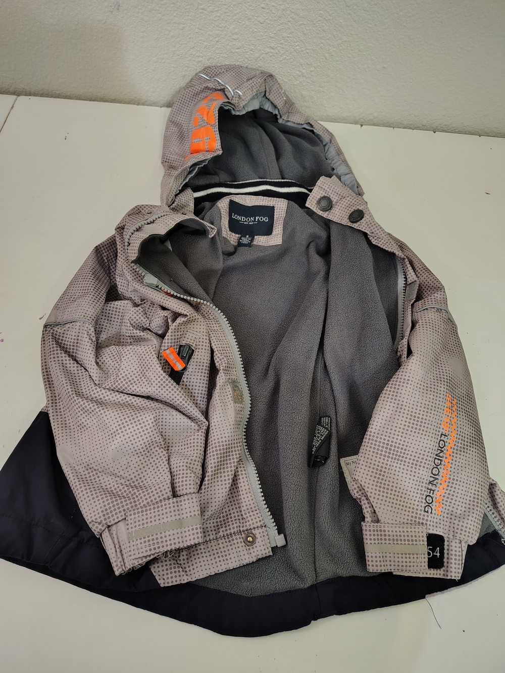 London Fog Raincoat Rain Jacket Grey Hooded Waterproof Boys Size 6 Small